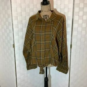 NWT Supplies green plaid blouse size XL